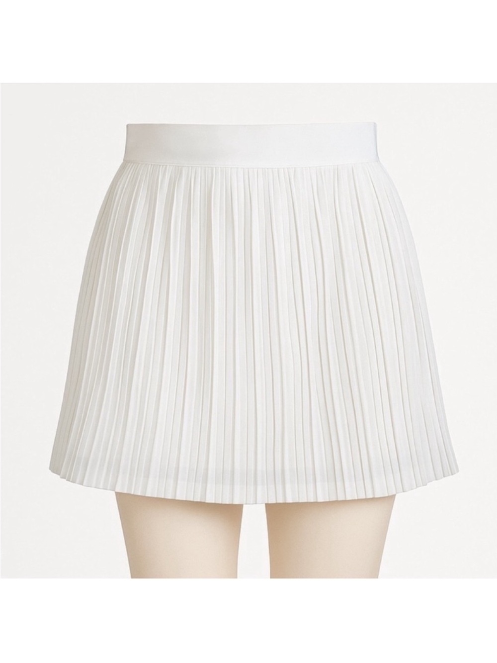 No Boundaries White Pleated Skater Mini Skirt